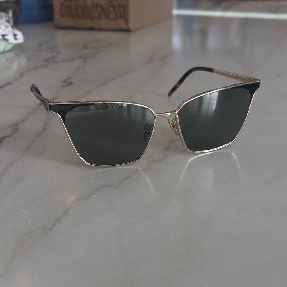 Saint Laurent Black and Gold Cat-Eye Sunglasses